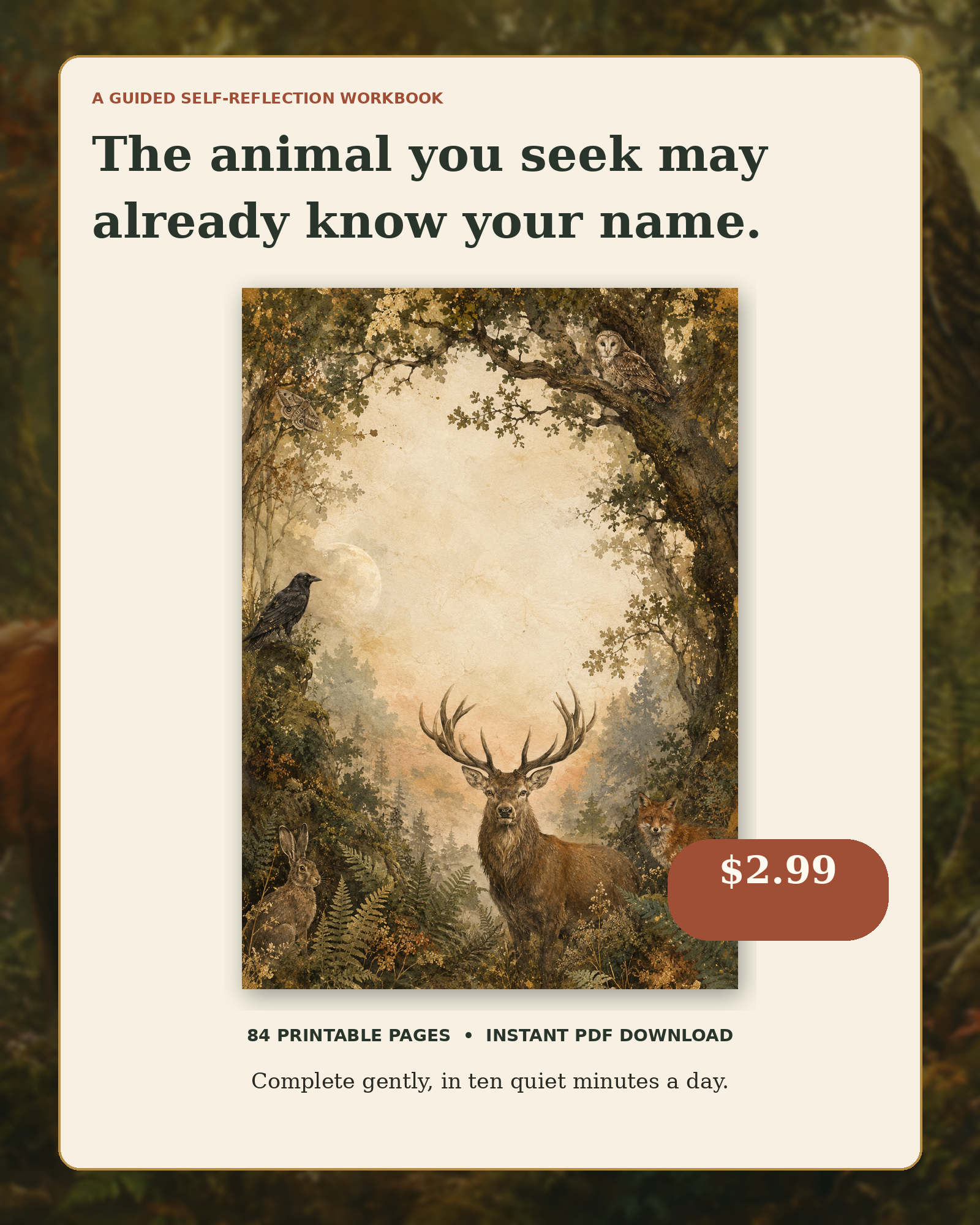 The Animal That Walks Beside You workbook, 84 printable pages for $2.99